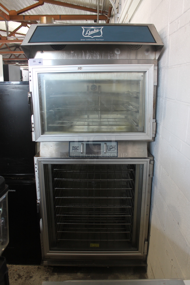 2014 Duke TSC-6/18M M Stainless Steel Commercial Electric Powered Oven Proofer w/ Hood Vent on Commercial Casters. 208 Volts, 3 Phase.  - Image 1 of 7
