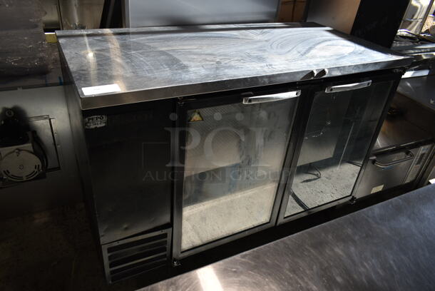 Everest Stainless Steel Commercial 2 Door Back Bar Cooler Merchandiser. 115 Volts, 1 Phase. Tested and Powers On But Does Not Get Cold