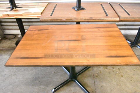 6 BRAND NEW SCRATCH AND DENT! Wooden Dining Height Table on Black Metal Table Base. 6 Times Your Bid! 