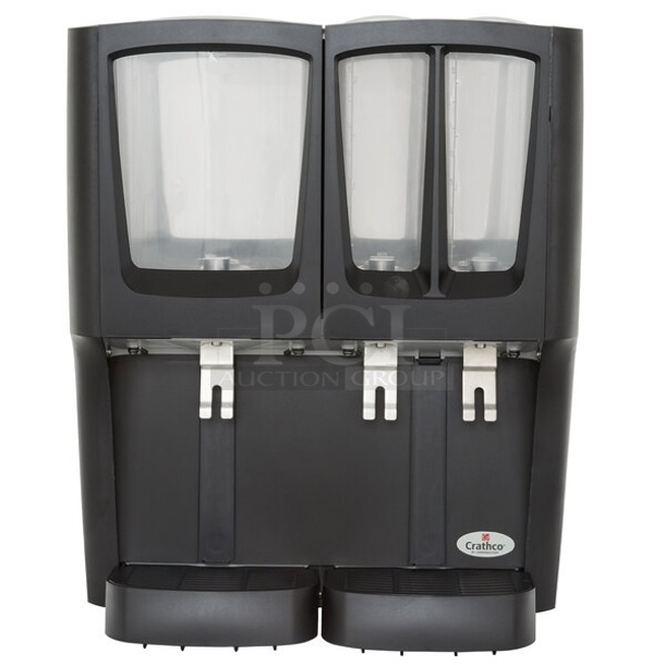 BRAND NEW SCRATCH AND DENT! 2022 Crathco C-3D-16 Metal Commercial Countertop G-Cool Focus Flavor Triple Bowl Premix Cold Beverage Dispenser with (1) 5 Gallon Hopper and (2) 2.4 Gallon Hoppers. 115 Volts, 1 Phase. Tested and Working! - Image 1 of 8