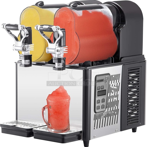 BRAND NEW SCRATCH AND DENT! Vevor XRJ3LX2 Stainless Steel Commercial Countertop Slushy Machine. 110-130 Volts, 1 Phase. Tested and Working! - Image 1 of 7