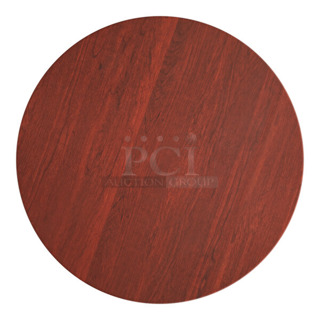 BRAND NEW SCRATCH AND DENT! Lancaster Table & Seating 16448RTFRMH 48" Round Thermo-Formed MDF Table Top with Red Mahogany Finish