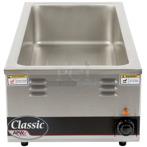 BRAND NEW SCRATCH AND DENT! APW Wyott W-3Vi Stainless Steel Commercial Countertop Full Size Food Warmer. 120 Volts, 1 Phase. Tested and Working!