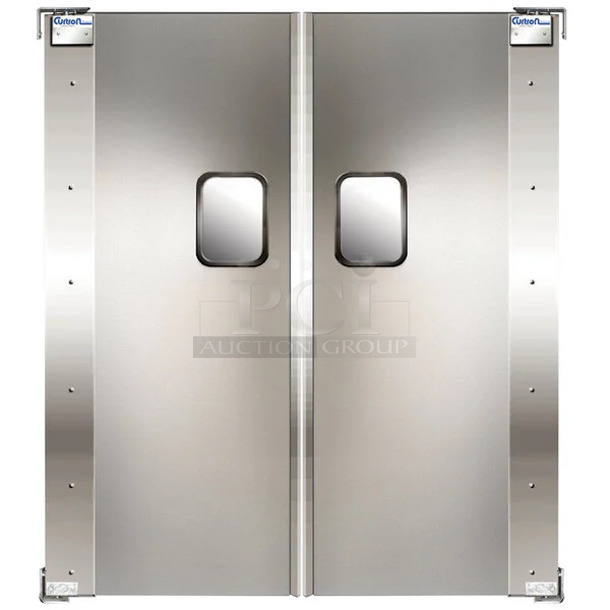 3 BRAND NEW SCRATCH AND DENT! Curtron Service-Pro Series 20 Double Stainless Steel Swinging Traffic Door. 3 Times Your Bid! - Image 1 of 5