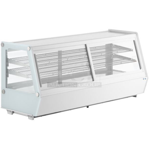 BRAND NEW SCRATCH AND DENT! Avantco 360BCSS60HCW Metal Commercial 60" White Self-Serve Refrigerated Countertop Bakery Display Case with LED Lighting. See Pictures for Broken Glass. 115 Volts, 1 Phase. Tested and Powers On But Does Not Get Cold - Image 1 of 8