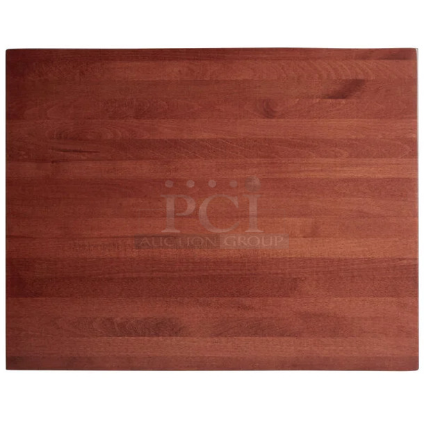 2 BRAND NEW SCRATCH AND DENT! Lancaster Table & Seating 3493048ANTMA Industrial 24" x 30" Solid Wood Live Edge Table Top with Rustic Mahogany Finish. 2 Times Your Bid!  - Image 1 of 4