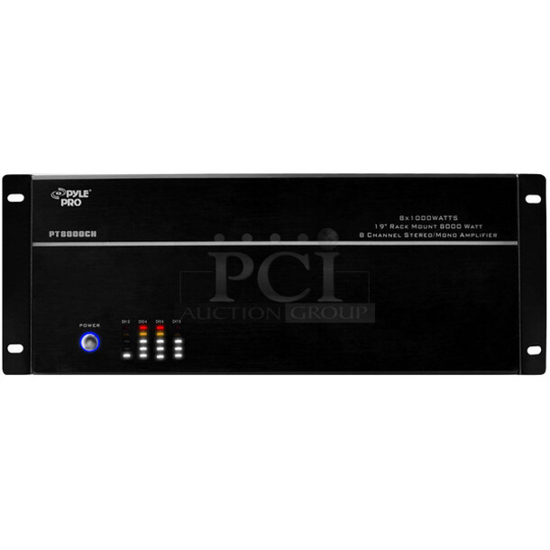BRAND NEW IN BOX! Pyle PT8000CH Rack Unit 8 Channel Amplifier. 19x19x6.5