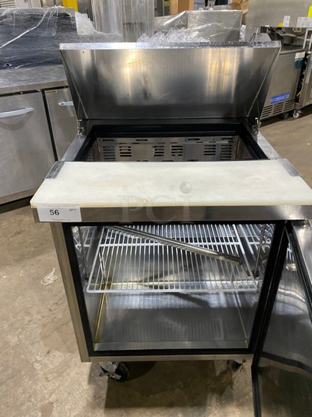 Stainless Steel One Door Commercial Sandwich/ Salad Prep Table Bain Marie On Commercial Casters! With Commercial Cutting Board! - Image 5 of 9