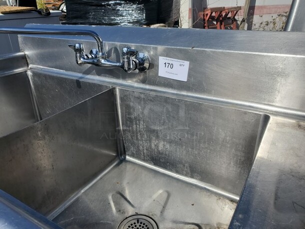 Stainless Steel 2 Compartment Sink W/ Faucet!! 54X26X35 - Image 6 of 8