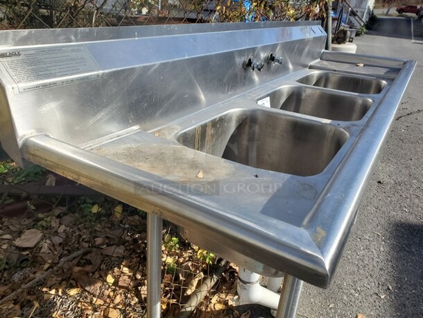EAGLE 3 Compartment Sink (no faucet) 76X22X38 - Image 3 of 8