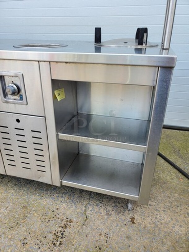 Work Table W/ 2 Wells Warming  Warmers| Overhead Shelf| See pictures for more details! 97"X32"X37" - Image 7 of 7