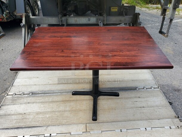 48" Rectangular Standard Height Wood Table with Iron Cross Base BIDX4  - Image 1 of 4