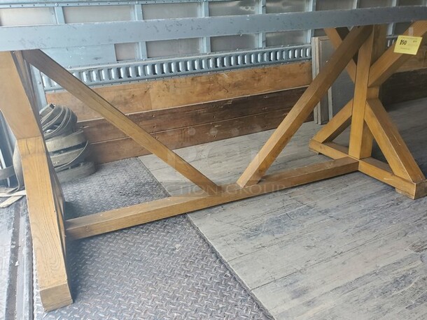 80" Rectangular Wood Base table W/ Aluminum cover  - Image 6 of 6