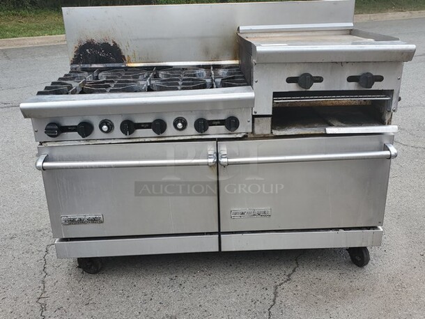 American Range 60" 6 Burner Gas Range w/ 24" Griddle & Broiler, Natural Gas - Image 3 of 6