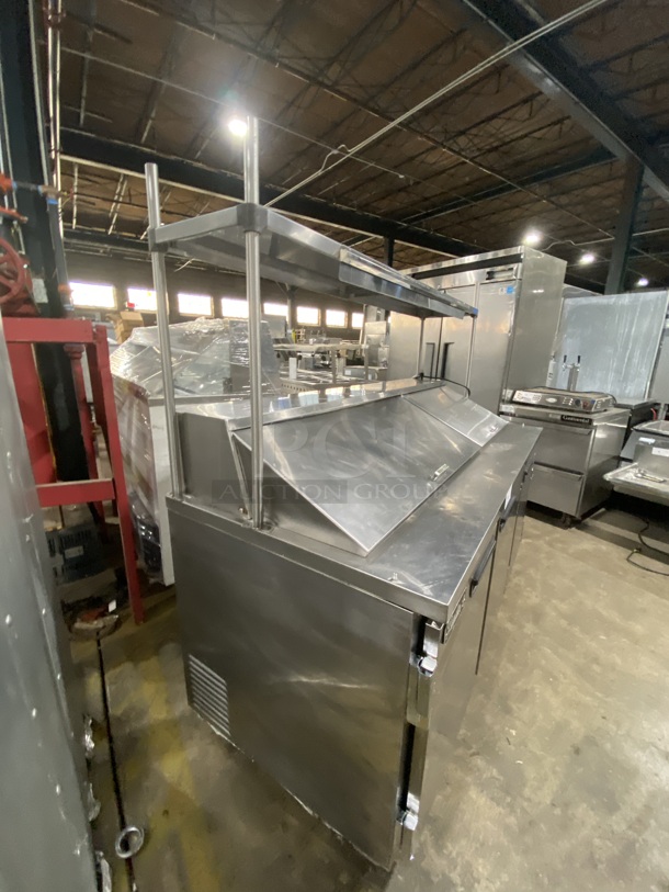 NICE! LEADER All Stainless Steel 3 Door Sandwich/Salad Prep Table Refrigerator! W/ Stainless Steel Top Shelf And Poly Coated Racks!  Shelf!  On Casters!  Model ESLM72S/C Serial NQ11M0903N 115V/60Hz/ - Image 2 of 10