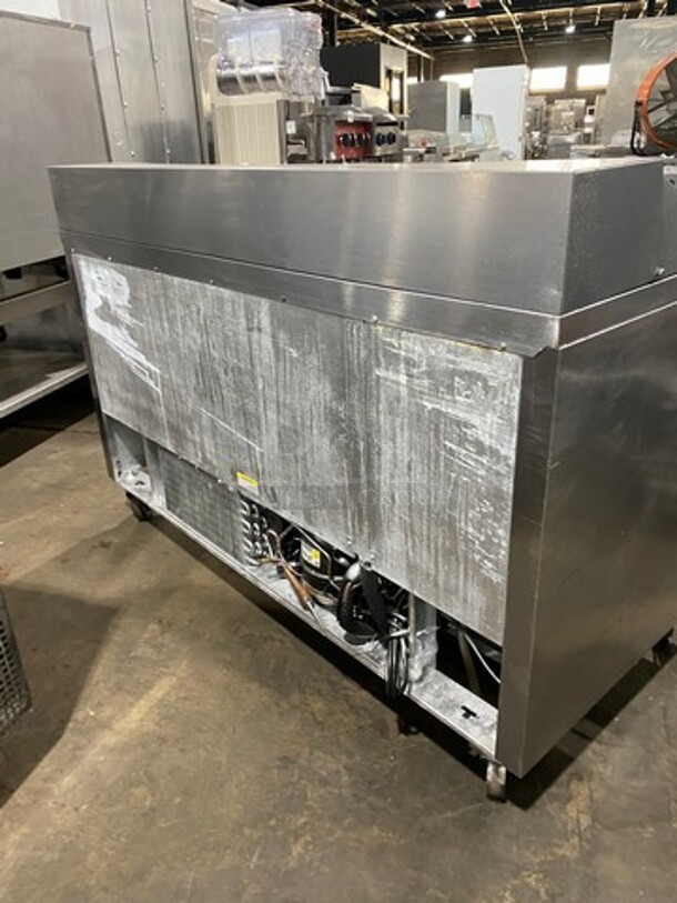 Beverage Air Commercial Refrigerated Mega Top Sandwich Prep Table! With 2 Door Storage Space Underneath! Poly Coated Racks! All Stainless Steel! On Casters! Model: SPE6016 SN: 10904853 115V 60HZ 1 Phase - Image 3 of 9