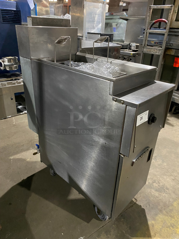 Imperial Commercial Natural Gas Powered Pasta Cooker! With Backsplash! With Frying Basket! All Stainless Steel! On Casters! - Image 3 of 8