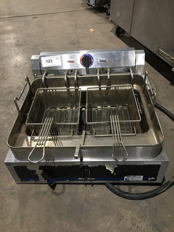 Star Max Countertop Electric Powered 2 Bay Deep Fat Fryer! With Metal Frying Baskets! All Stainless Steel!