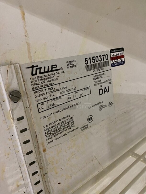 True Stainless Steel 2 Door Glass Display Cooler With Poly Racks On Casters! Model T49G SN:5150370 115V 1PH - Image 8 of 9