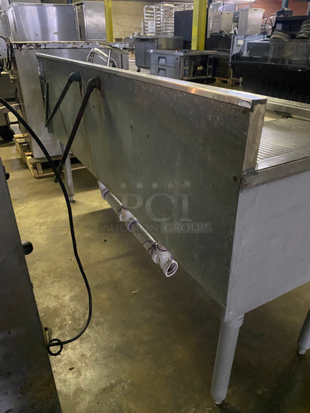 Commercial 3 Bay Sink! With Dual Drainboard, Faucet And Handles! All Stainless Steel! On Legs! - Image 3 of 9