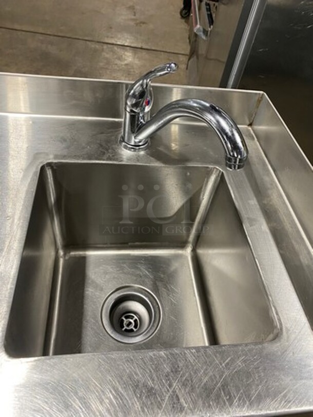 All Stainless Steel Commercial Work/Prep Table! With Right Side Sink! With Faucet! With Storage Space Underneath! On Legs! - Image 5 of 8