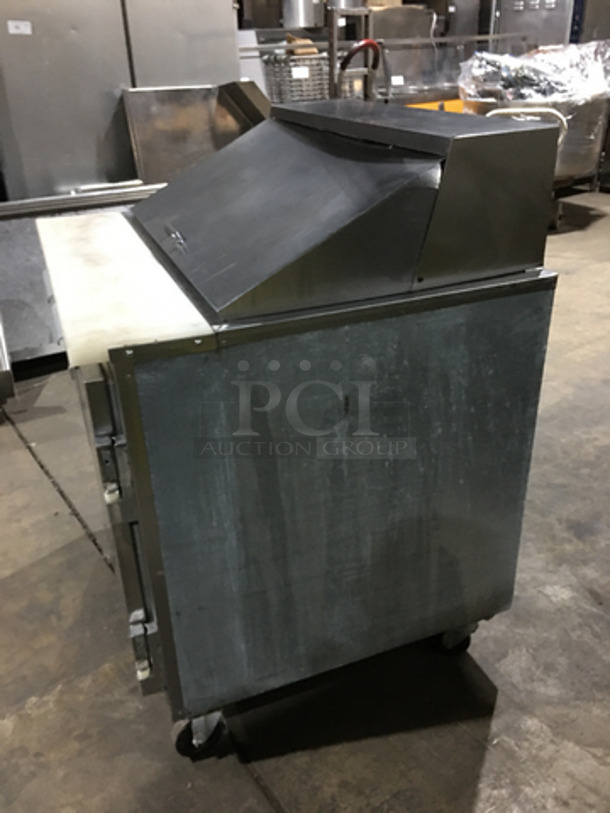 Leader Commercial Refrigerated Sandwich Prep Table! With 2 Door Underneath Storage Space! With Poly Coated Racks! With Commercial Cutting Board! All Stainless Steel! On Casters! Model: LM36 SN: PW08M1412 115V 60Hz 1 Phase - Image 2 of 10