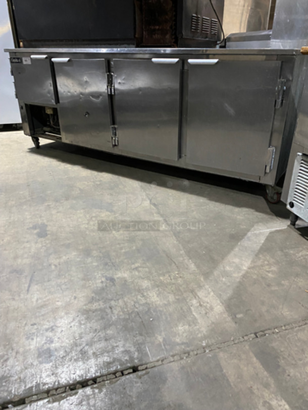 Leader Commercial 4 Door Under The Counter/ Work Top Cooler! With Poly Coated Racks! All Stainless Steel! On Casters! Model: HBK57D SN: PZ08M1003 115V 60HZ 1 Phase