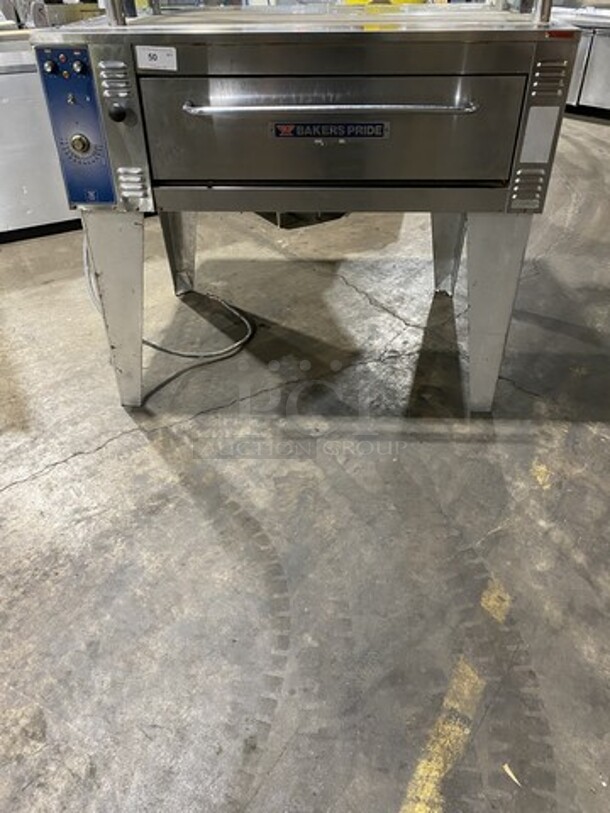 NICE! Bakers Pride Commercial Electric Powered Single Deck Pizza Oven! All Stainless Steel! On Legs!  208V 3 Phase
