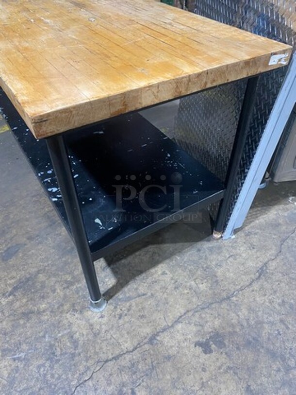 Commercial Butcher Block Table! With Storage Space Underneath! Stainless Steel Body! On Legs! - Image 2 of 7