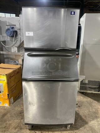 Manitowoc Commercial Ice Maker Machine! With Commercial Ice Bin! All Stainless Steel! On Legs! Model: SY0604A SN: 110997241 208/230V 60HZ 1 Phase