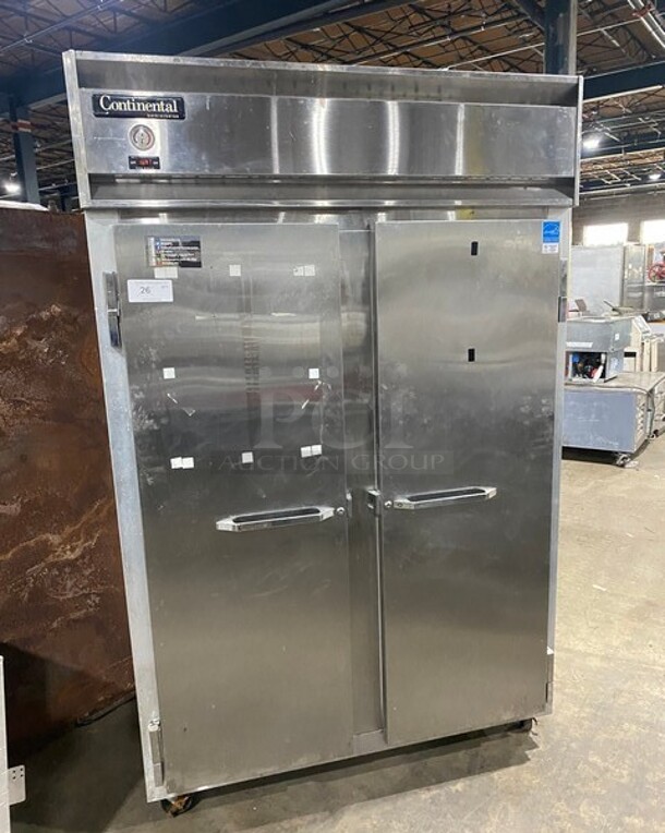 Continental Commercial 2 Door Reach In Cooler! Solid Stainless Steel! On Casters! MODEL 2R SN:15499645 115V 1PH - Image 1 of 10