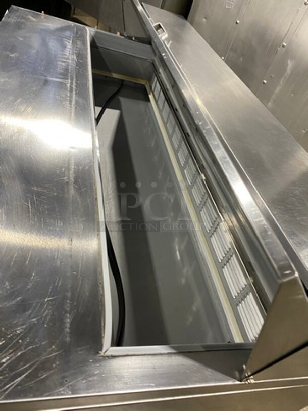 Commercial Refrigerated Mega Top Sandwich Prep Table! With 2 Door Storage Space Underneath! Poly Coated Racks! All Stainless Steel! On Casters! Model: SPE6016 SN: 10904853 115V 60HZ 1 Phase - Image 8 of 9