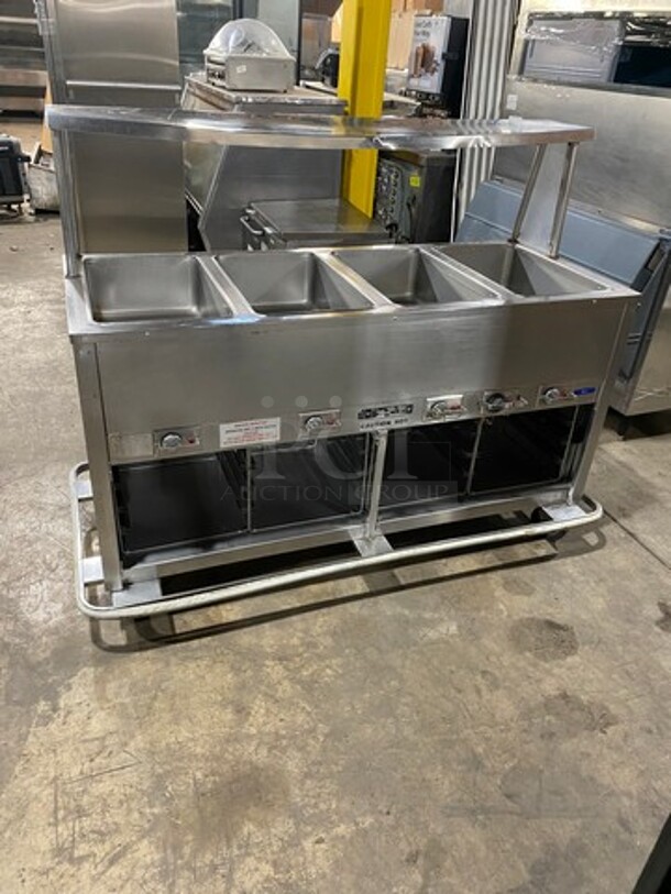 Seco Commercial Electric Powered 4 Well Steam Table! With Storage Space Underneath! All Stainless Steel! On Casters! Model: DME4 SN: 299 208V - Image 3 of 11