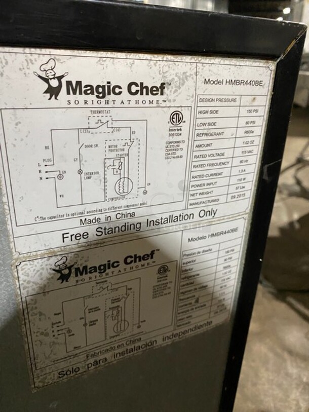 Magic Chef Black Countertop Refrigerator! MODEL HMBR440BE 115V  - Image 5 of 8