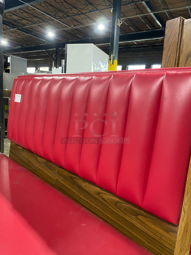 NEW! Single Sided Red Cushioned Booth Seat! With Wooden Outline! Perfect For Up Against The Wall! Can Be Connected To Any Of The Booths Listed! - Image 5 of 6
