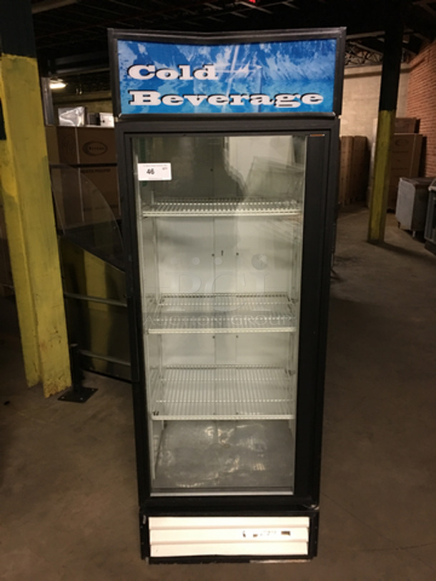 True Commercial Single Door Reach In Cooler Merchandiser! With Poly Coated Racks! With View Through Door! Model: GDM-19 SN: 12873143 115V 60HZ 1 Phase