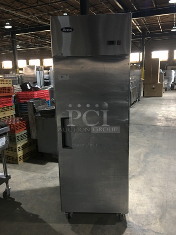 2017 Atosa Commercial Single Door Reach In Freezer! With Poly Coated Racks! All Stainless Steel! Model MBF8001 Serial MBF8001AUS100317110800C40024! 115V 1Phase! On Casters!