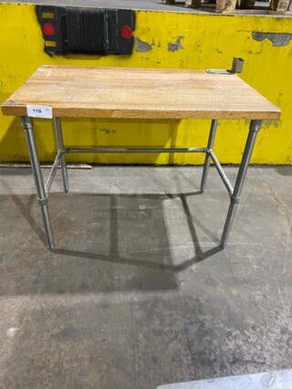 Commercial Butcher Block Table! Stainless Steel Body! On Legs!