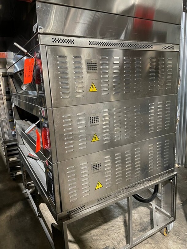 AMAZING! Miwe Commercial Electric Condo Triple Deck Oven! Steam Injected Artisian Bread Model! All Stainless Steel! On Casters! 208V! Model: CO31408 SN: 702515! Working When Removed! - Image 3 of 10