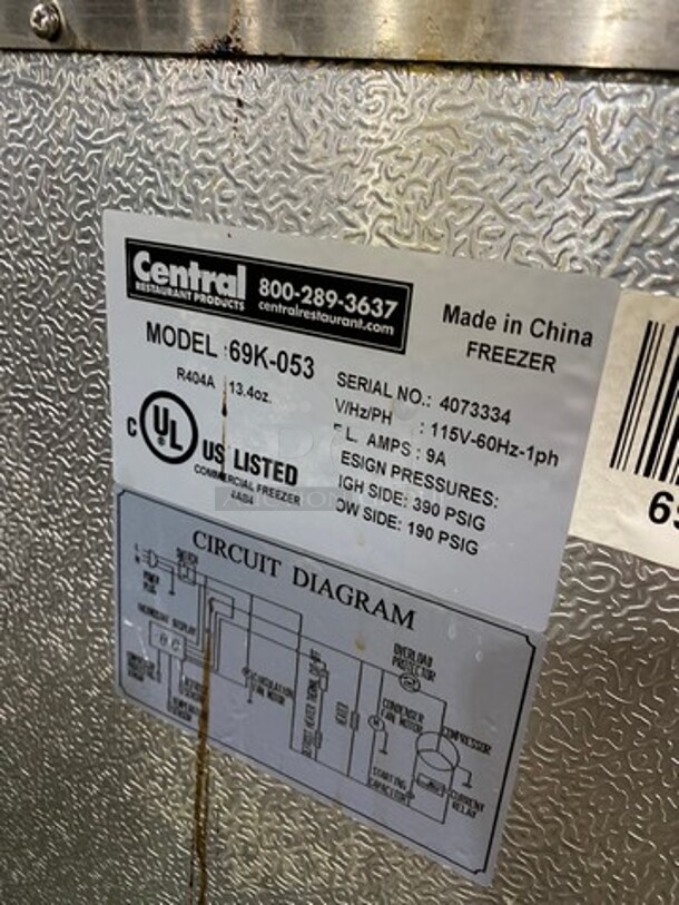 Everest Commercial 2 Door Lowboy/ Worktop Freezer! All Stainless Steel! Model: 69K053 SN: 4073334 115V 60HZ 1 Phase - Image 5 of 8