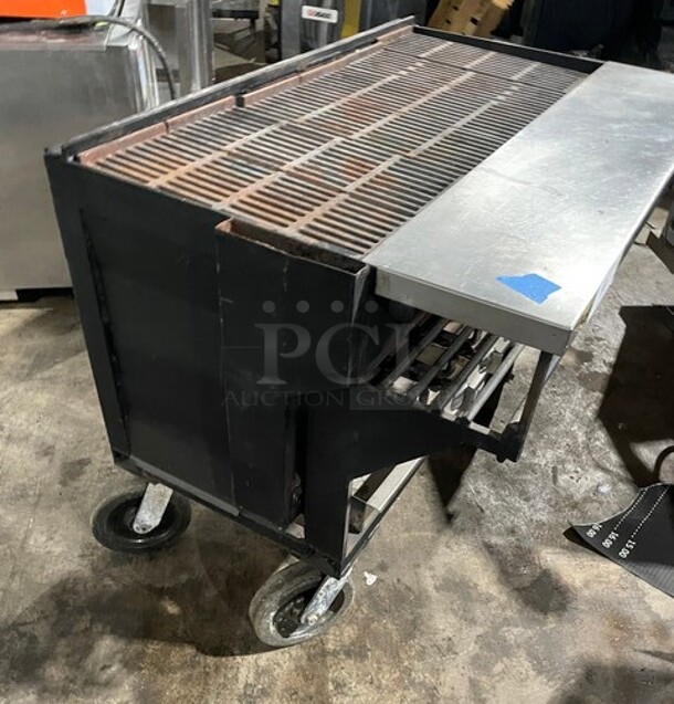 Bakers {ride Stainless Steel Commercial Natural Gas Powered Char Broiler Grill! On Commercial Casters! - Image 4 of 9