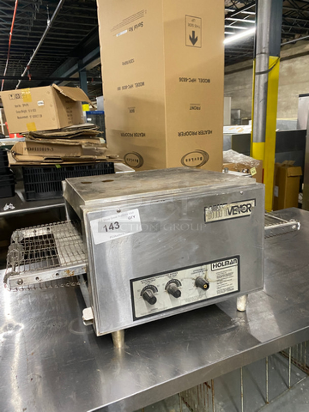 Holman Commercial Countertop Conveyor Pizza Oven! All Stainless Steel! On Small Legs! Model: 214HX SN: 179600030104 208V 60HZ 1 Phase - Image 1 of 8