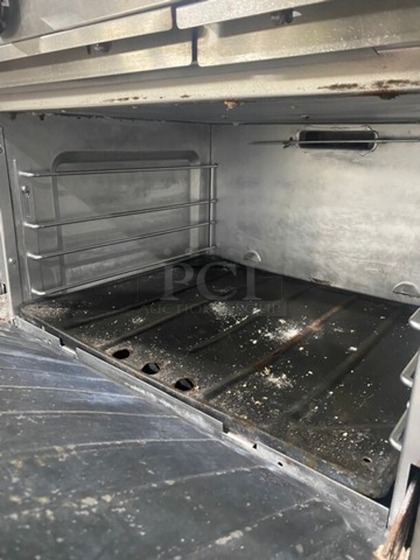 Garland Commercial Natural Gas Powered 6 Burner Stove! W/ Oven Underneath! Stainless Steel W/ Back Splash And Salamander Shelf! On Casters! - Image 7 of 9
