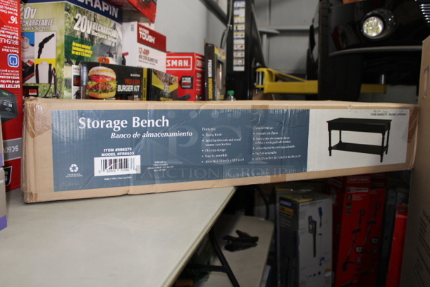 Casual Ebony Storage Bench 43-in x 15-in x 18.5-in