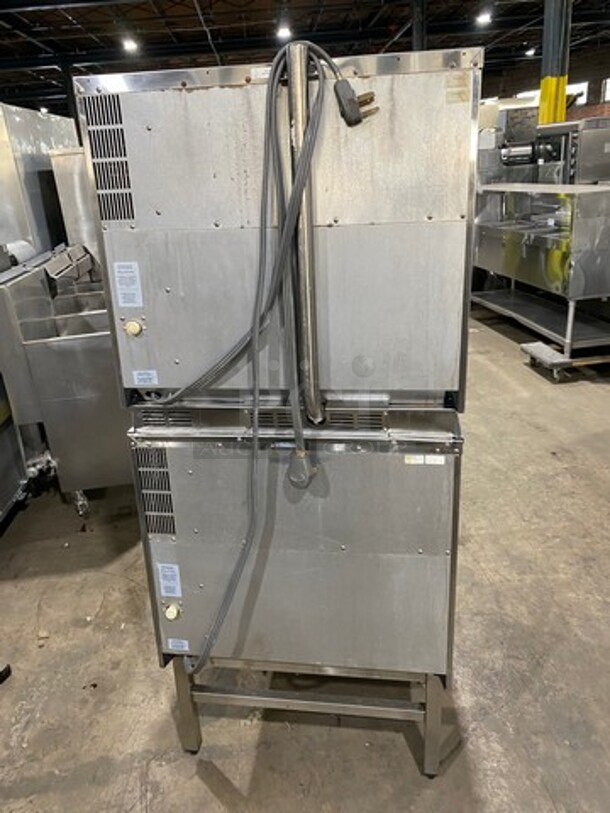 Turbo Fan Commercial Electric Powered Double Deck Convection Oven! With Metal Oven Racks! All Stainless Steel! On Legs! 2x Your Bid Makes One Unit! Model: E32D5 SN: 786331, SN: 786339 208V - Image 3 of 11