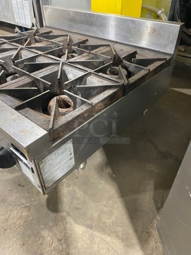 Sweet! Vulcan Commercial Countertop Natural Gas Powered 6 Burner Range! With Back Splash! All Stainless Steel! On Legs! Model: VHP6361 SN: 650087360! Working When Removed!  - Image 2 of 9