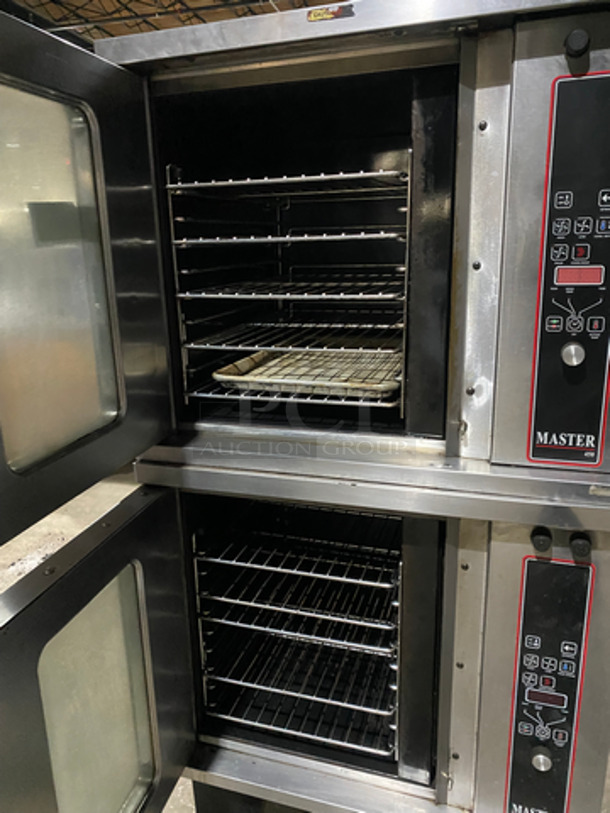 NICE! Garland Commercial Electric Powered Double Deck Convection Oven! With View Through Doors! Metal Oven Racks! Stainless Steel! On Legs! 2x Your Bid Makes One Unit! Model: MASTER450 SN: 0102CJ0469 - Image 5 of 9