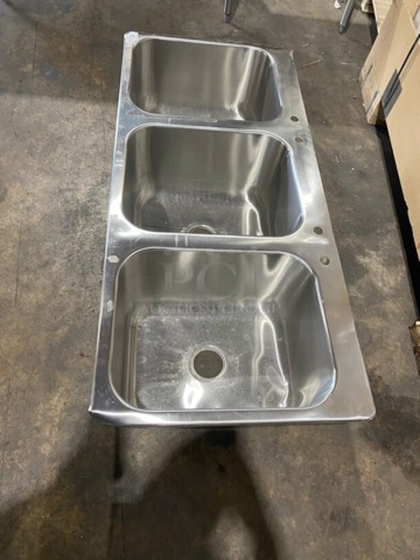 Commercial 3 Compartment Dish Washing Drop In Sink! All Stainless Steel! - Image 2 of 6