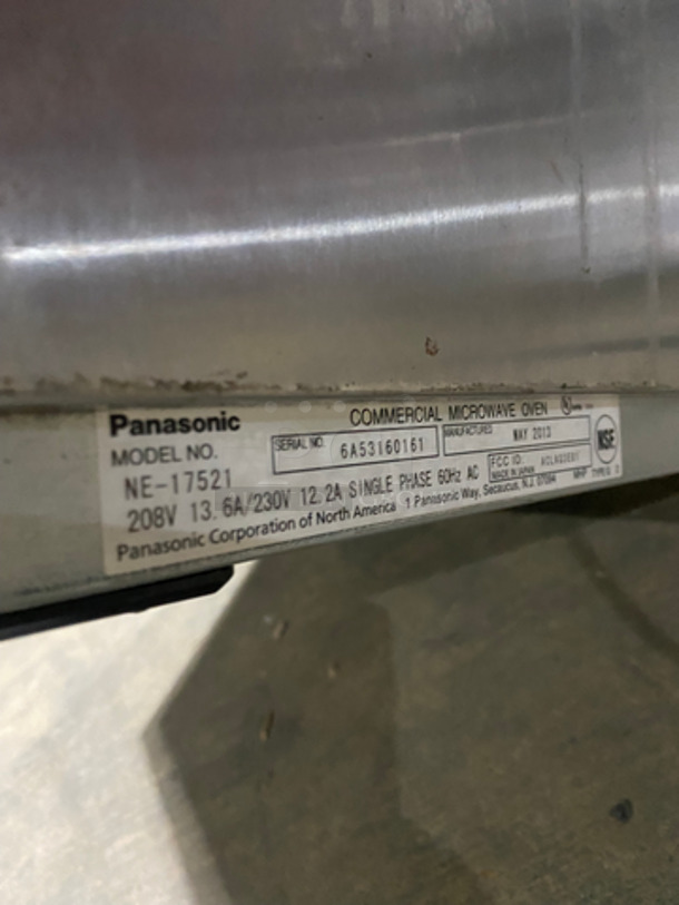 Panasonic Commercial Countertop Microwave Oven! All Stainless Steel! With View Through Door! Model: NE17521 SN: 6A53160161 208/230V 60HZ 1 Phase - Image 5 of 8