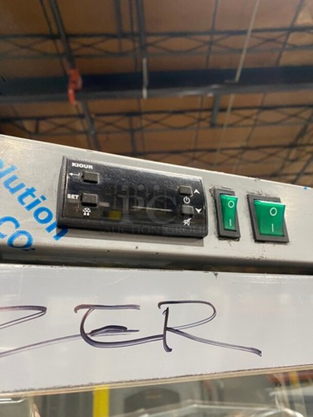 COOL! NEW! OUT OF THE BOX! SLK Commercial 2 Door Reach In Freezer Merchandiser! With View Through Doors! With Racks! All Stainless Steel! Model: SB147V SN: 1812000039 110V - Image 8 of 10